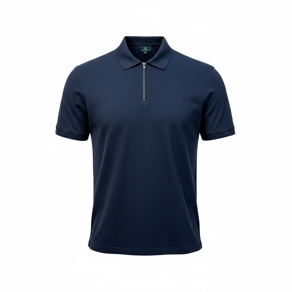 AG Green Label Mens Navy Blue Quarter‎ Zip Short Sleeve Performance Polo Shirt M